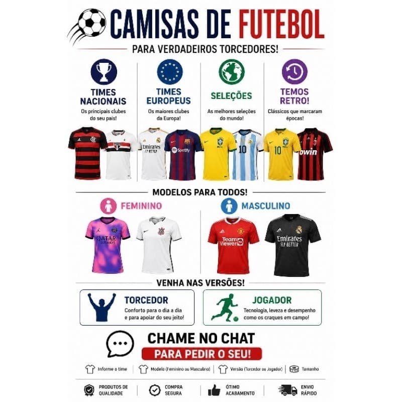 Camisas time, tailan chama no chat para pedir modelo