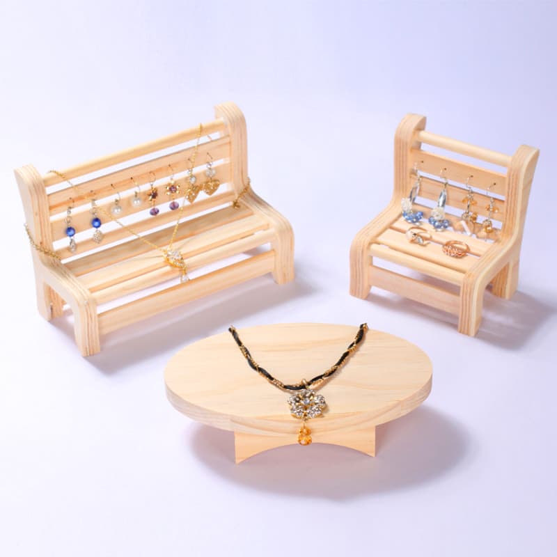 Suporte de jóias de madeira colar expositor pulseira fezes ornamentos brincos sofá jóias suporte mesa redonda expositor