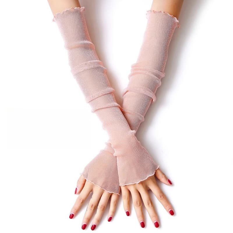 Verão condução protetor solar mangas feminino versão coreana luvas mangas Anti-ultravioleta rendas fino gelo seda braço