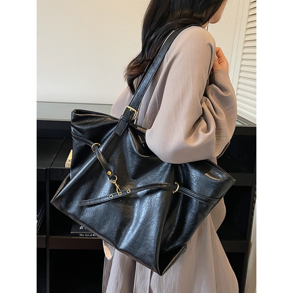 Bolsa retrô feminina de grande capacidade 2026 novo estilo outono inverno All-Match Casual bolsa de ombro textura estuda