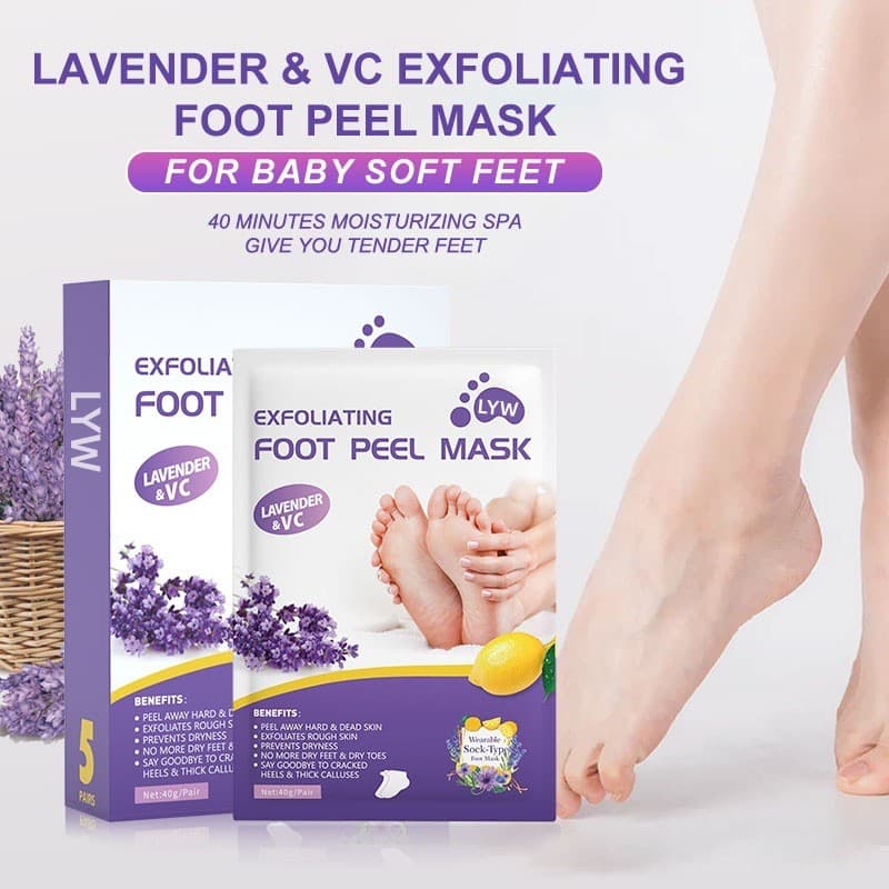 Máscara Esfoliante para os Pés com Lavanda VC Hidrata, Remove Pele Morta, Previne Ressecamento e Rachaduras, Cuidados co