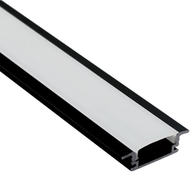 Perfil de Alumínio Embutir 3010 Preto 1m para Fita LED
