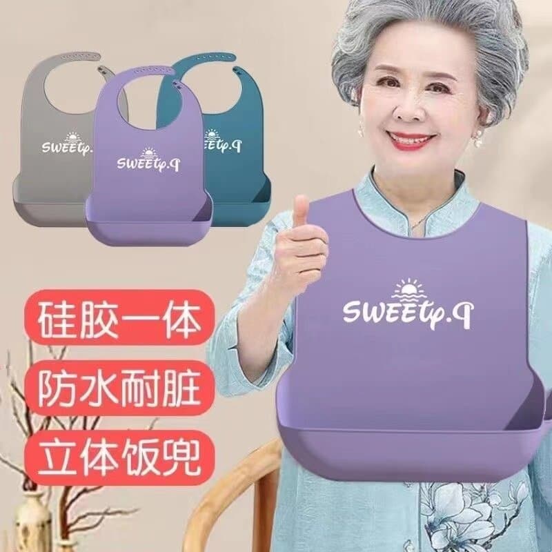 Idosos comendo babador adulto comida bolso Silicone babador Saliva toalha à prova dwaterproof água alimentação ferrament