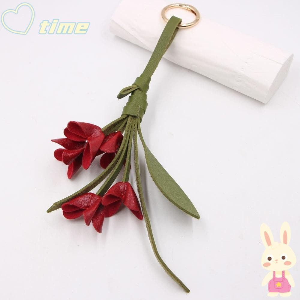 Chaveiro De Flor TIME , Pingente De Bolsa Artesanal De Couro PU Retrô Portátil Floral Fofo