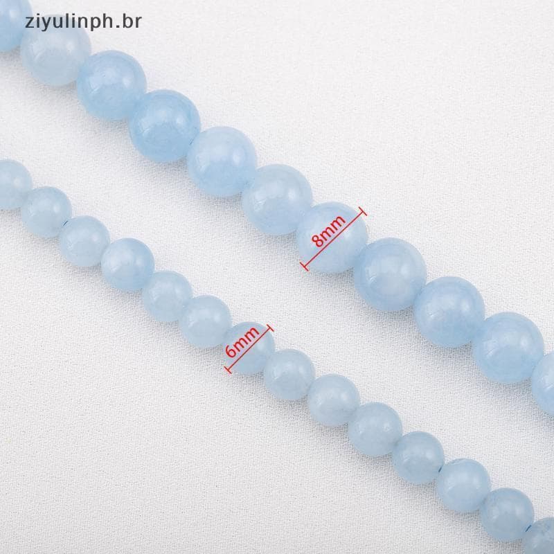ziyulinph Água-Marinha Redonda Azul Contas De Pedras Preciosas Tamanhos Variados Opcionais Para DIY Nelace Pulseira Chav