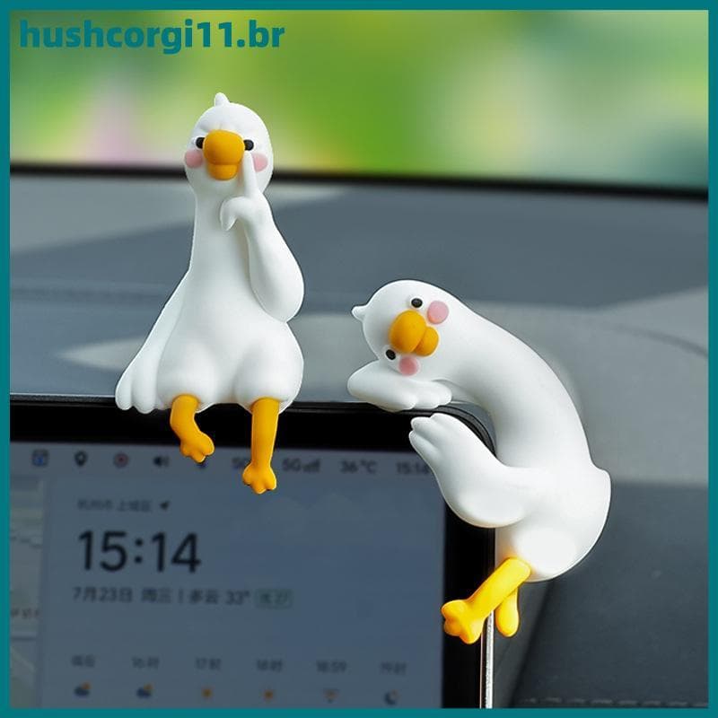 HUSH Bonito 3D Resina Pato Estatueta Animal Dos Desenhos Animados Mesa Painel Do Carro Mini Ornamento Presente BR