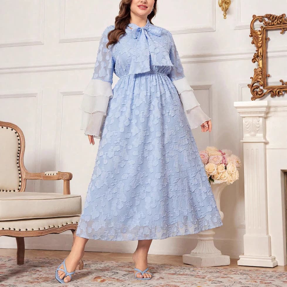 Oriente Médio plus Vestido floral Na Altura Do Joelho slim No Outono