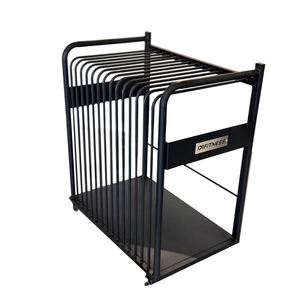 Suporte Organizador para 15 Colchonetes com Rodas D1Fitness Aço Reforçado Rack Expositor Tatame Academia Studio Pilates
