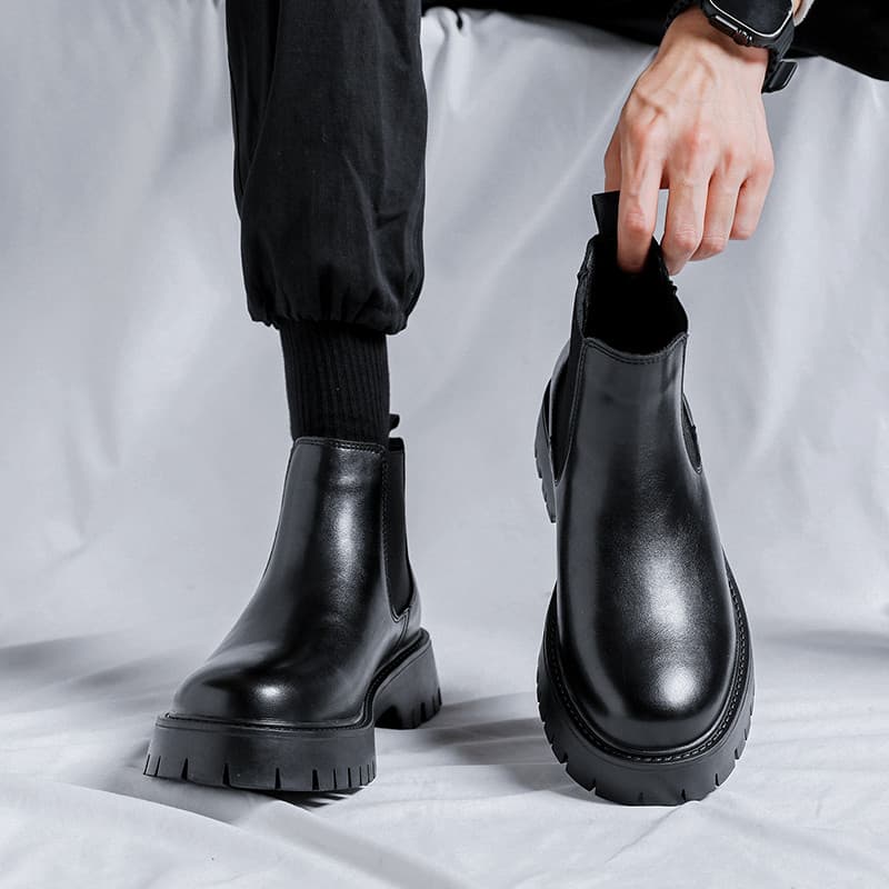 Botas Chelsea masculinas outono inverno botas de cigarro de cano alto couro genuíno Martin botas masculinas estilo britâ