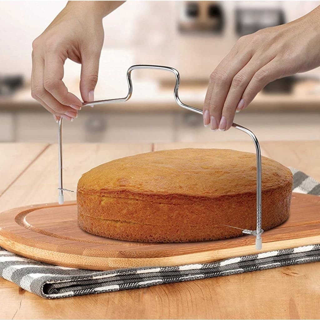 Cortador Fatiador e Nivelador De Bolos Com Fio Duplo Confeiteiro Aço Inox Resistente