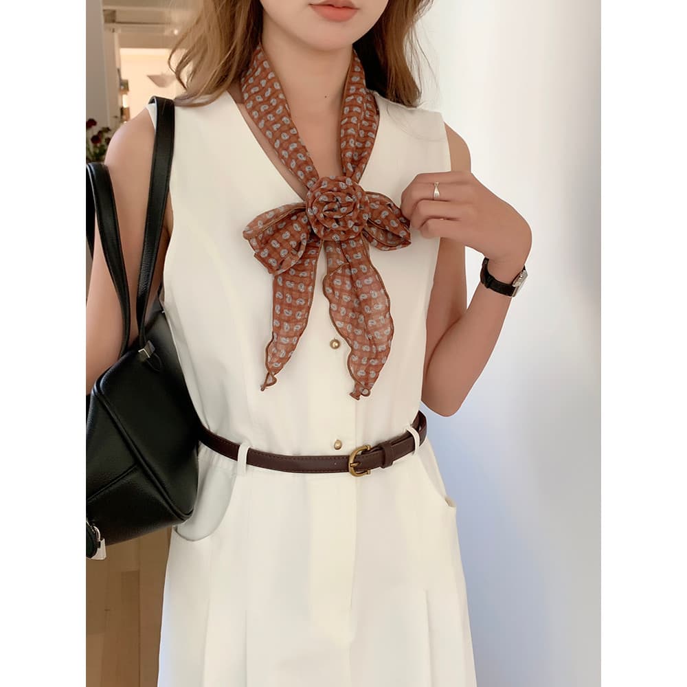 Versão coreana Retro multifuncional Chiffon cachecol arco cachecol fino pequeno cachecol All-Match faixa de cabelo gramp