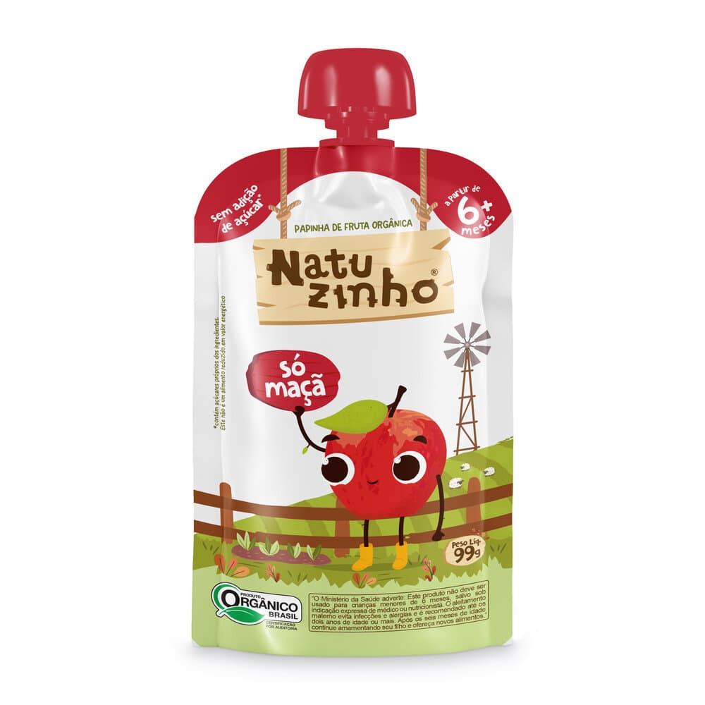 Papinha de Fruta Orgânica Natuzinho Maçã 100g – Sem Conservantes