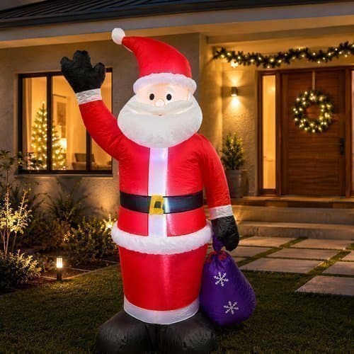 Enfeite Natal Inflavel Papai Noel Iluminado 6 Leds Decorativo Vermelho