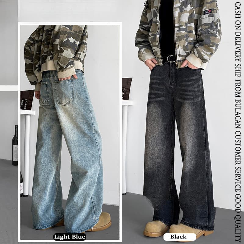 Calças soltas masculinas calças pretas calças largas calças jeans masculinas azul/preto jeans masculino estilo Retro cal