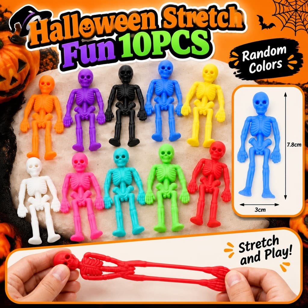 10 Pcs Aleatório Festa De Halloween Favor Esqueleto Brinquedo Stretch E Dobrar
