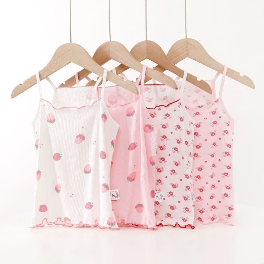 Meninas versão coreana 2 peças estilingue estilo fino menina Bottoming camisola bebê menina seda gelo sem costura topo e