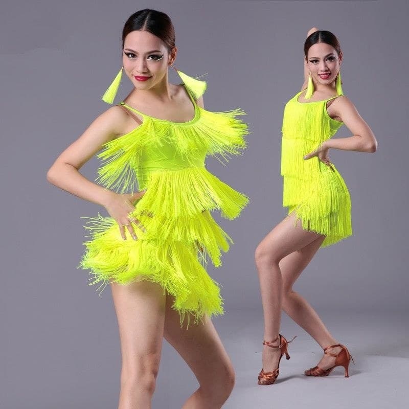 Novas crianças dança latina borla vestido menina padrão nacional dança desempenho competição prática sucesso traje de da