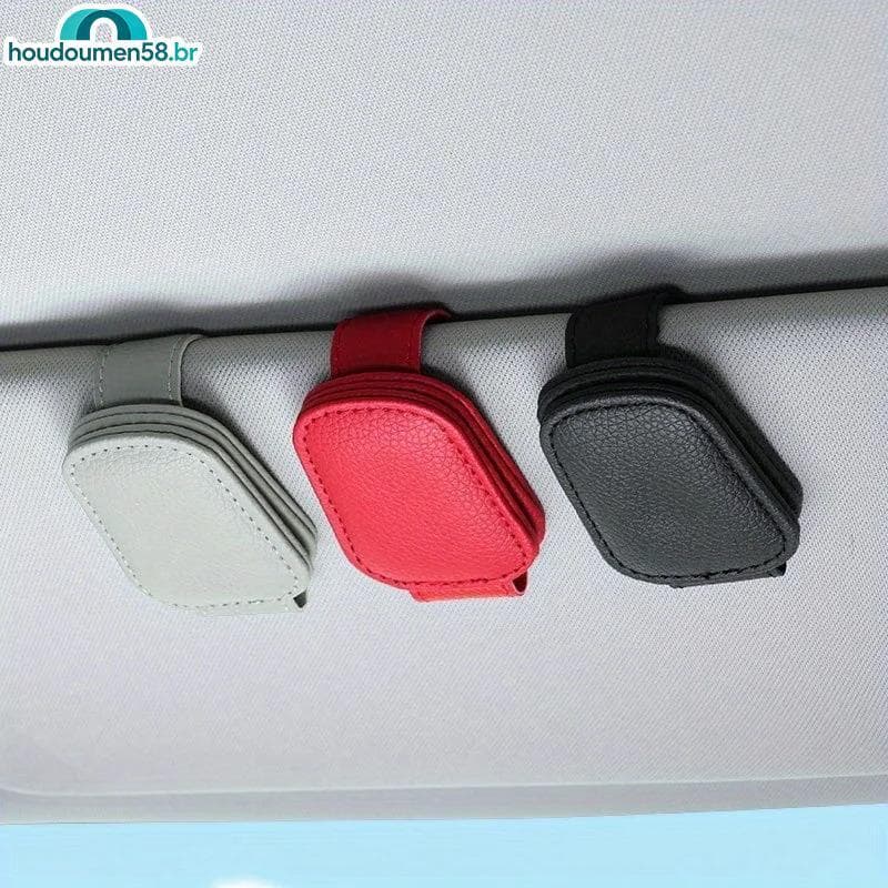 HOUDO Clipe De Óculos De Sol De Couro Magnético Para Carro , Suporte Viseira , Organizador Automático Universal Todos Os