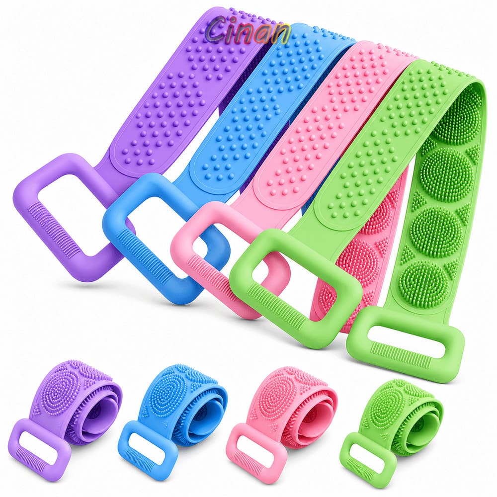 Purificador Corporal De Silicone CINAN , Escova De Banho De Alcance Traseiro Dupla Face Lavagem Traseira Flexível Com Ad