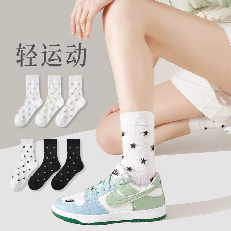 Meias femininas meias de tubo médio verão estilo fino absorvente de suor luz esportes All-Match ins na moda meias femini