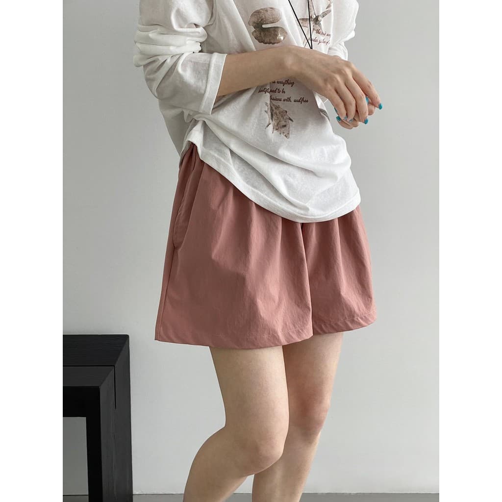 Rosa fofo Shorts feminino estilo coreano cintura alta plissado fino Casual em linha reta calças de perna larga Super agr