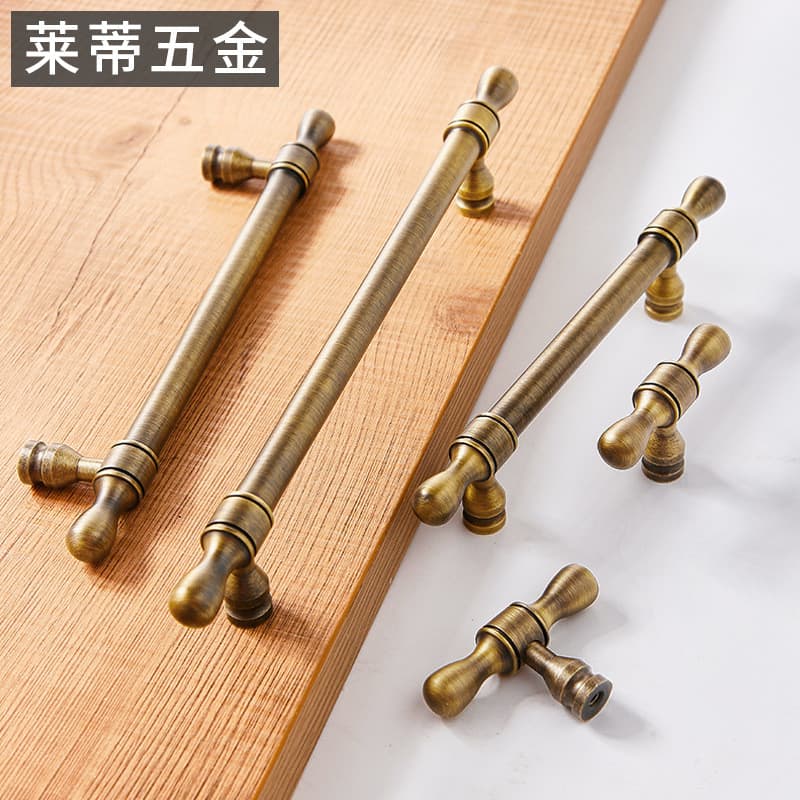 Puxador de armário de luxo em bronze estilo nórdico, puxador vintage com acabamento envelhecido para gavetas, gua