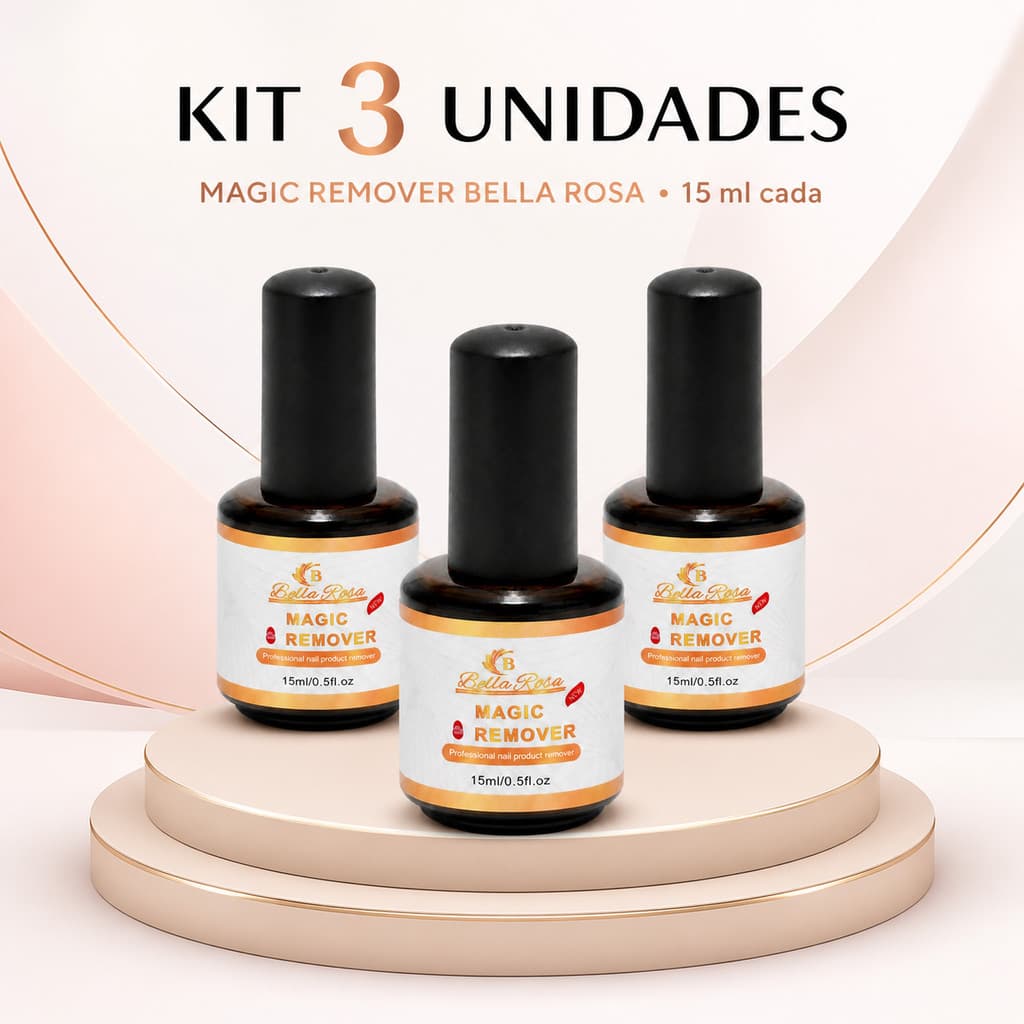 Kit Magic Remover Bella Rosa 15ml Removedor Esmalte Em Gel - 3x Unidades