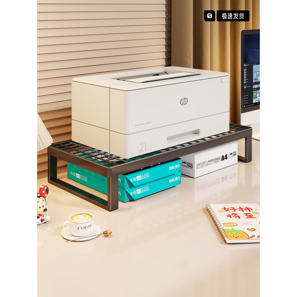Impressora de mesa aumentando rack mesa canto em camadas rack arquivo arranjo armazenamento dados ferramenta útil