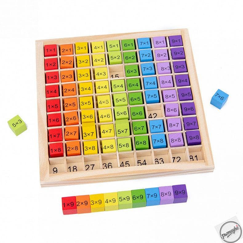 Brinquedo Educacional de Matemática Montessori de Madeira, Tabuada de 99, Material Didático para Crianças MWEI