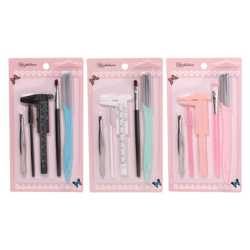 Conjunto De 5 Peças De Ferramentas De Beleza , Aparador De Sobrancelha Seguro , Escova , Pinça De Plástico , Clipe