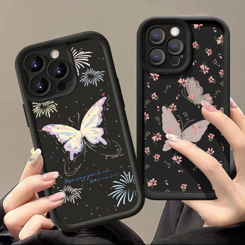 Capinha Capa de silicone Anti-impacto Bela borboleta para Moto G54 G84 G24 G20 G22 G30 G34 E14 4G 5G