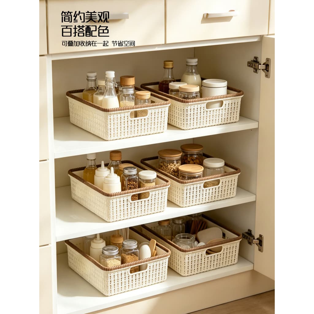 Jianan cesta de armazenamento de plástico retangular caixa de armazenamento cesta de mesa arrumado quadro de brinquedos