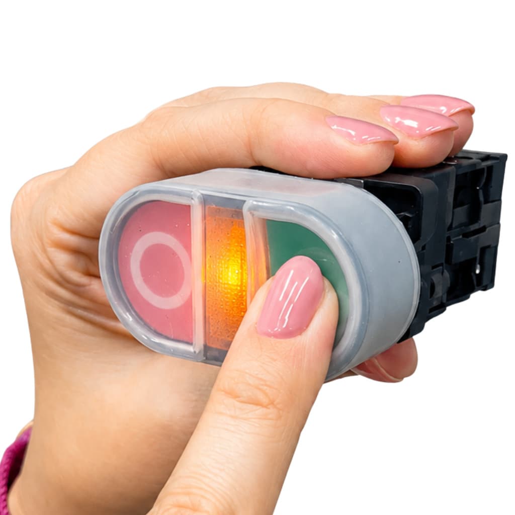 Botão Duplo Redondo De Pulso C/ Protetor 1NA+1NF 220V