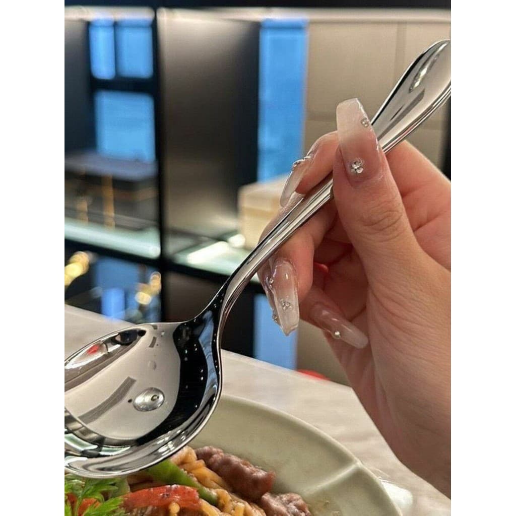 Colher antibacteriana Extra grossa para comida ocidental Colher de arroz seco Colher de cabeça redonda Colher doméstica