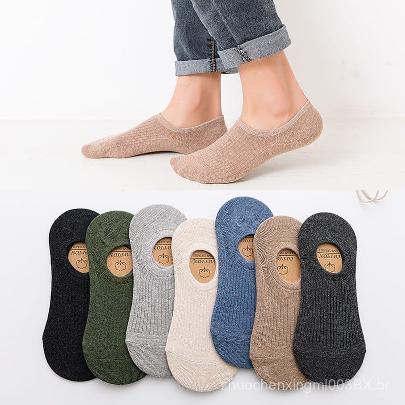 Meias masculinas, meias curtas finas, anti-odor, respiráveis, com silicone antiderrapante, meias invisíveis de cano baix
