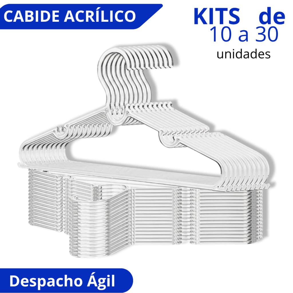 KIT 10/20 e 30 Cabide Acrílico Kit Cabides Para Roupas Transparente Adulto Reforçado Organizador