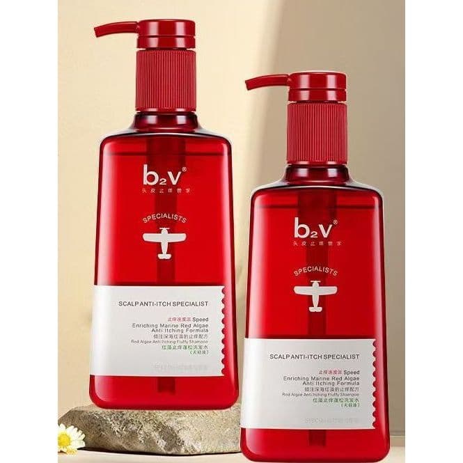 B2v Algas Vermelhas Anti-coceira Anti-caspa Shampoo Condicionador Conjunto Controle de Óleo do Couro Cabeludo Fofo Shamp