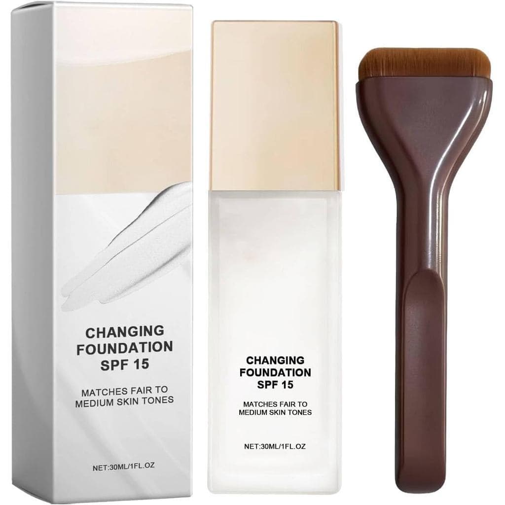 Base de Maquiagem de Luxo com Mudança de Cor SPF15 - Maquiagem Líquida para Pele Madura - Base de Maquiagem com Mudança
