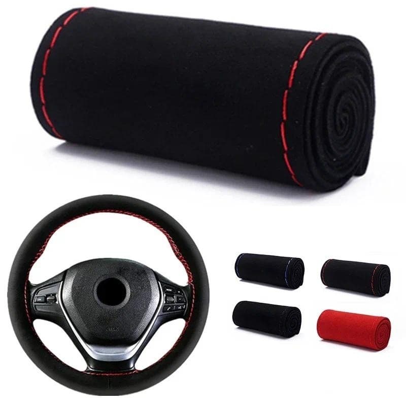 Capa De Volante Do Carro Camurça Capas Universal 38CM Acessórios Interiores Trança Para