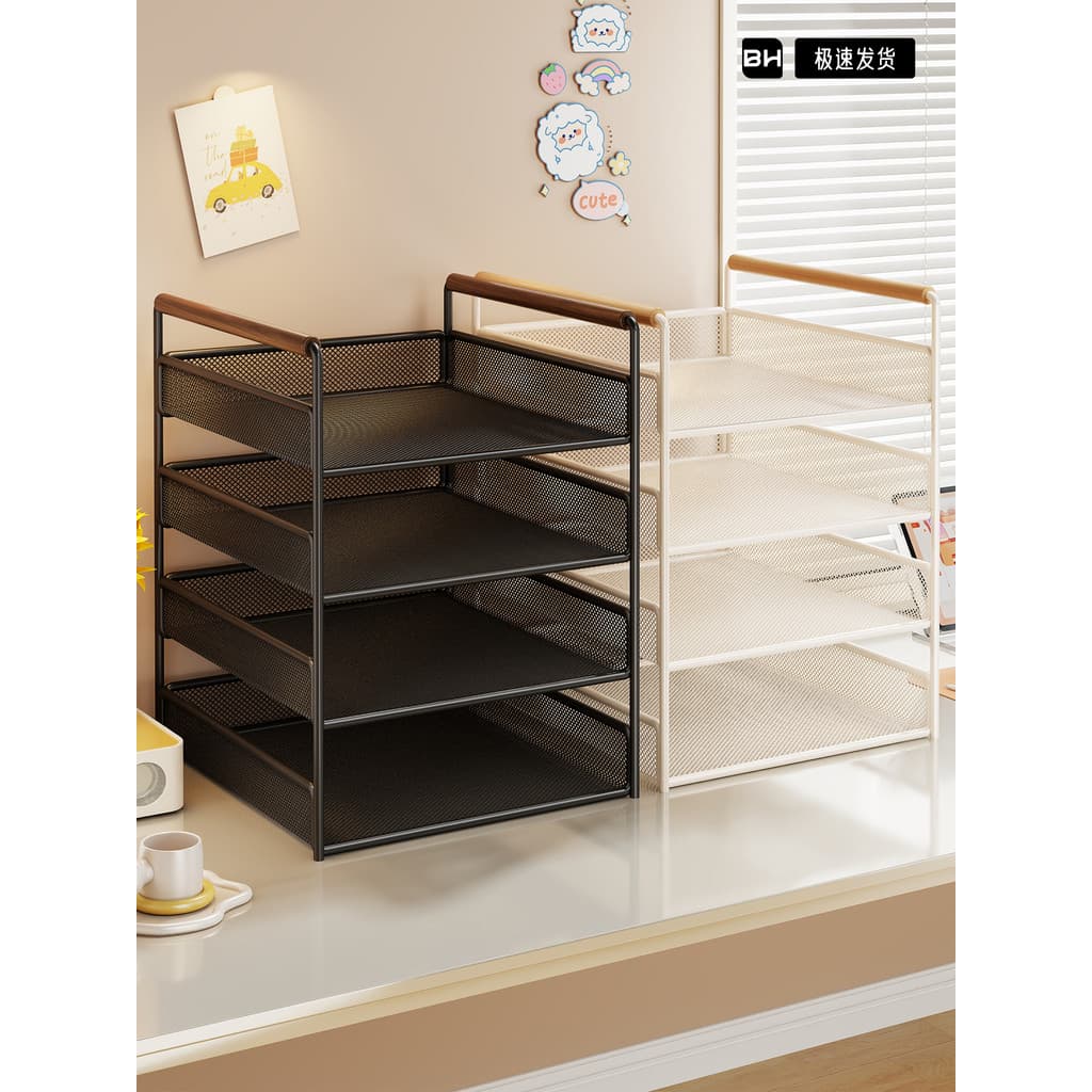 Prateleira de classificação de assuntos Rack de armazenamento de livros Desktop Vertical Estante multicamadas Mesa Aluno