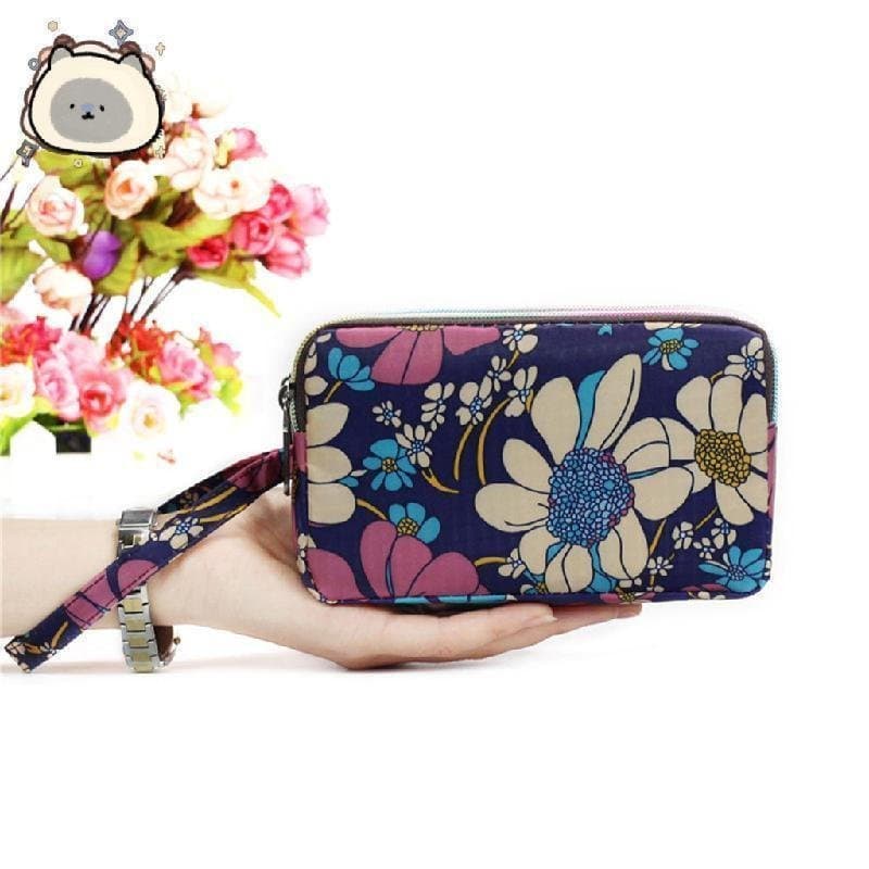 Bolsa De Pulso Com Padrão Floral , Compacta Zíper , Multifuncional Embreagem Colorida , Pulseira Portátil De Armazenamen