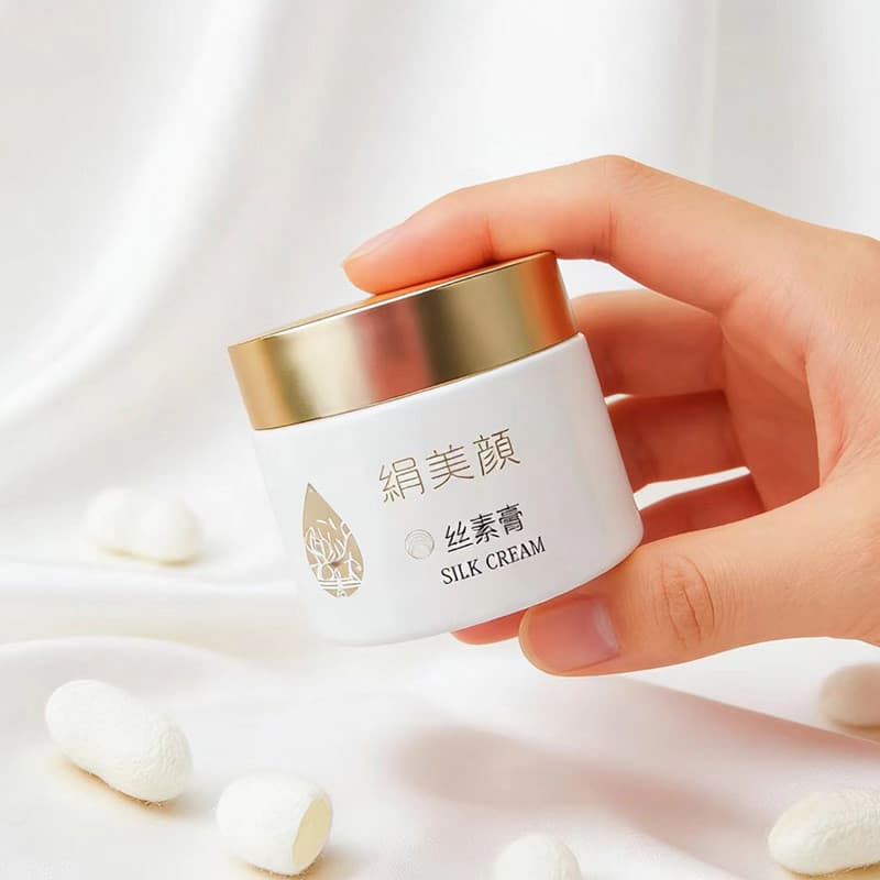 Marca antiga produto doméstico seda beleza creme de seda sem fragrância calmante suave não irritante com código Anti-fal