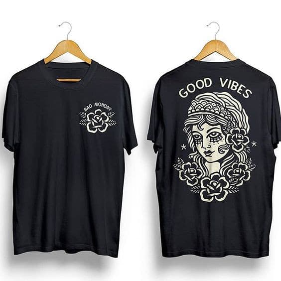 Camiseta Gola Redonda T-shirt Good Vibes Flores