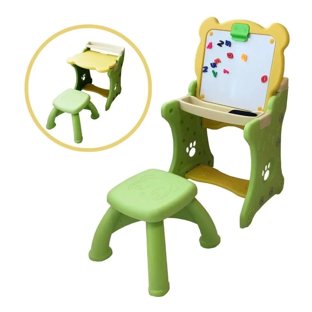 Mesinha Didática Lousa Infantil Verde C/ Banquinho Importway