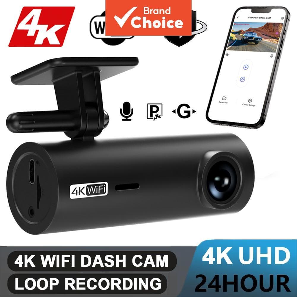 Câmera Veicular 4K Dash Cam Gravador de Vídeo Controle por APP Caixa Preta com WIFI Voz Monitoramento 24h Função