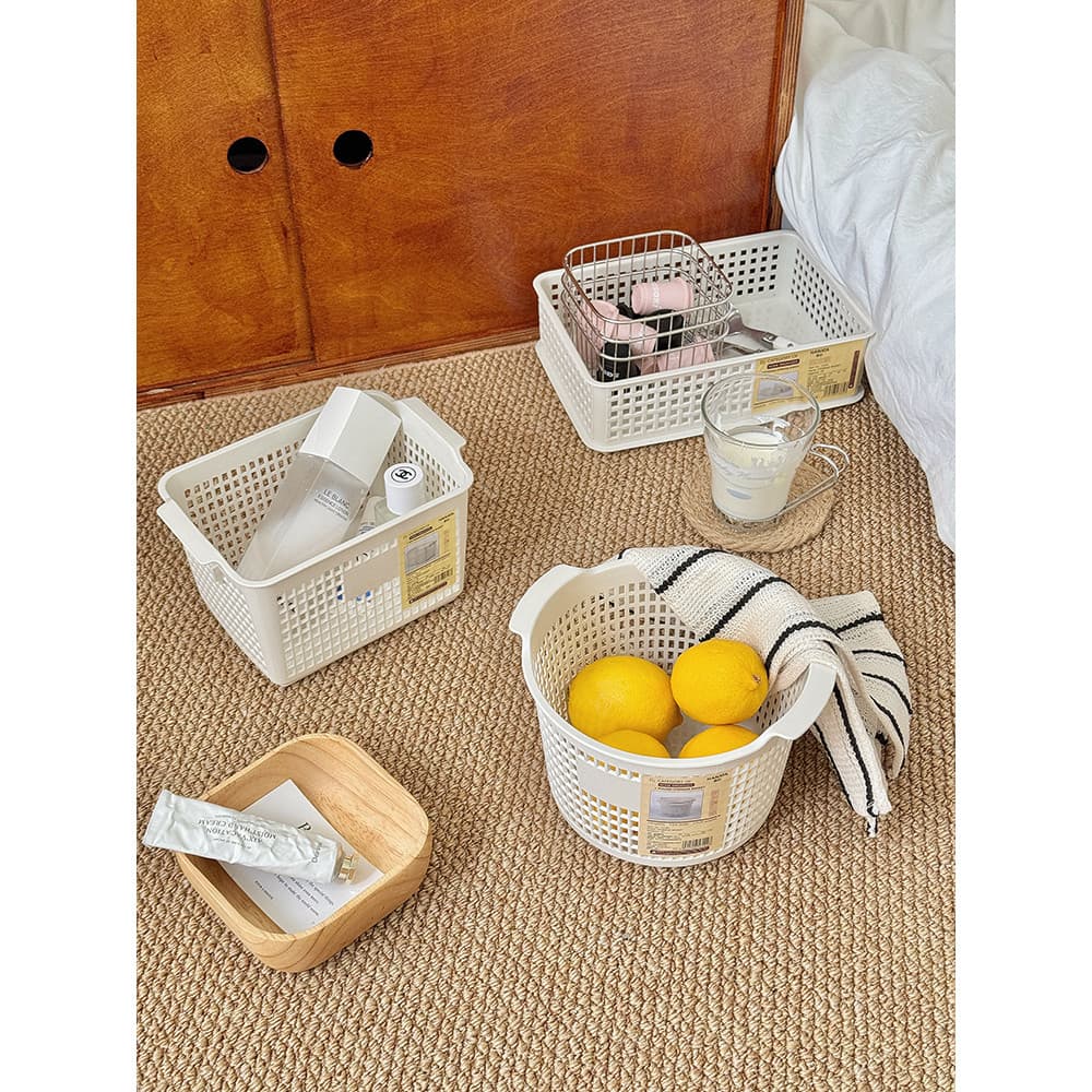 Ins estilo simples branco cesta de armazenamento de mesa artigos diversos cosméticos cesta arrumada cesta de frutas como