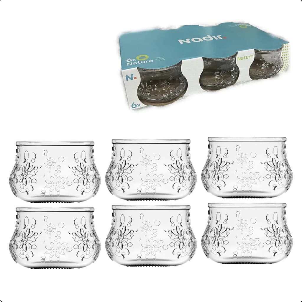 Jogo 6 Taças Vidro Sobremesa 200ml Nature Nadir Transparente