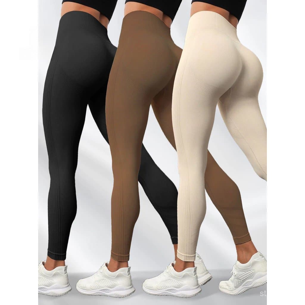 Calças compridas Hip-Lifting calças de Yoga mulheres sem costura malha magro cintura alta respirável roupa interior exte