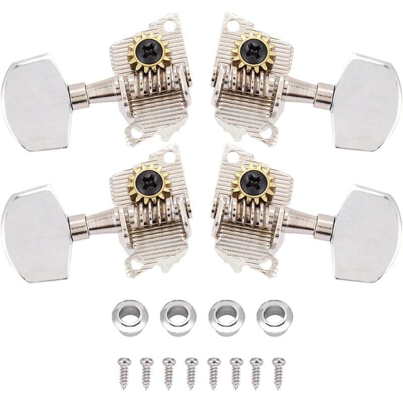 Bnineteenteam 2L2R Ukulele Tuning Peg , Cabeça De Máquina Clássica Prateada Peças DIY Com Parafusos De Montagem