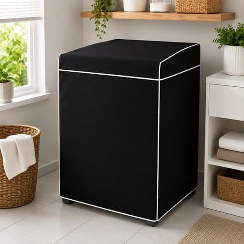 Capa máquina de lavar antimofo PVC com tampa tamanho M preta VIDA PRATIKA 10kg 11kg